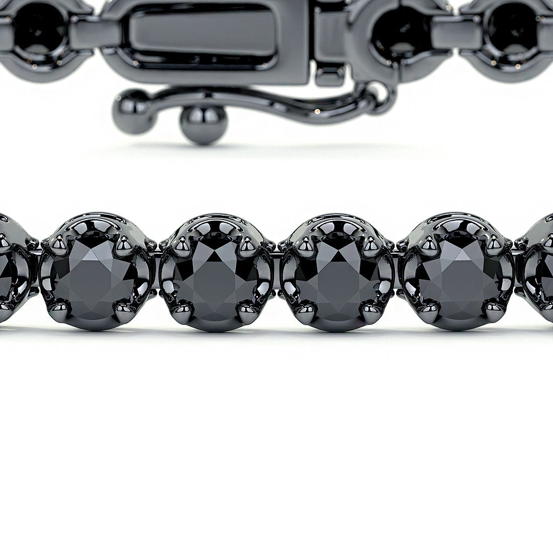 2.50ctw Round Brilliant Buttercup Black DiamondTennis Bracelet set in 14k Black Gold