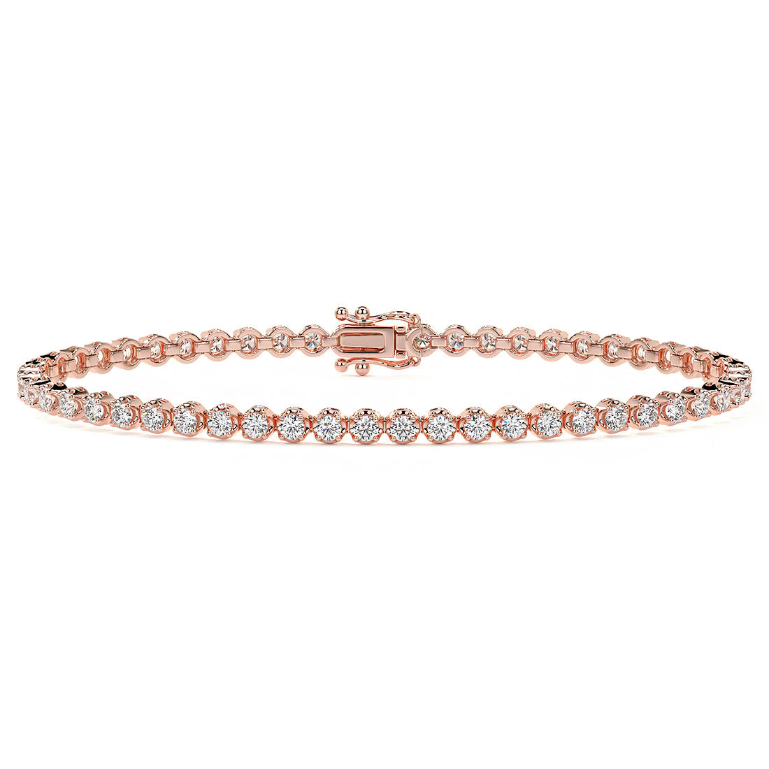 2.50ctw Round Brilliant Buttercup DiamondTennis Bracelet set in 14k Rose Gold