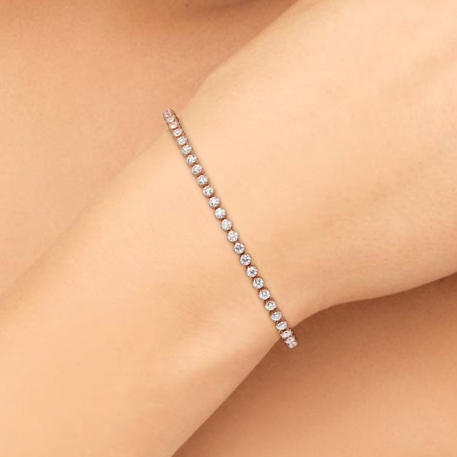 2.50ctw Round Brilliant Buttercup DiamondTennis Bracelet set in 14k Rose Gold