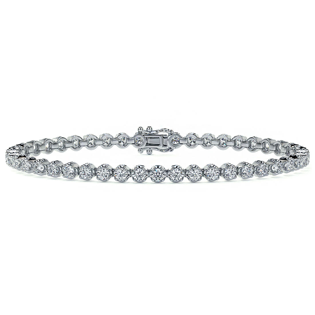 3.30ctw Round Brilliant Buttercup Diamond Tennis Bracelet set in 14k White Gold