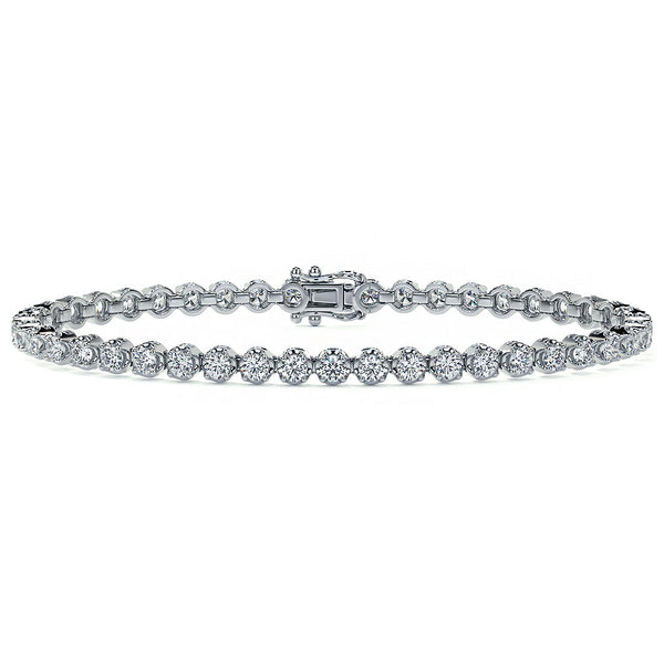 3.30ctw Round Brilliant Buttercup Diamond Tennis Bracelet set in 14k White Gold