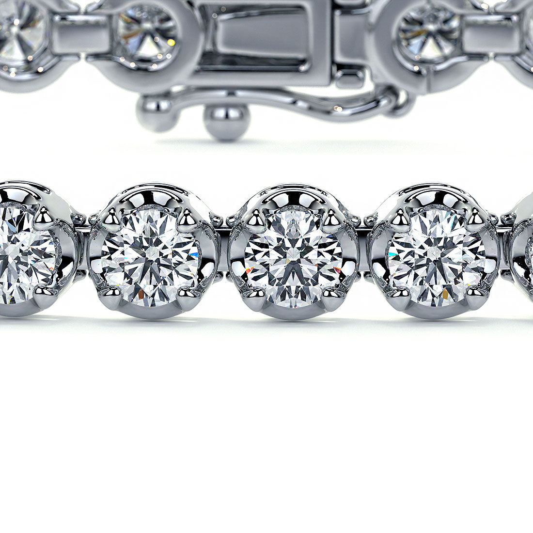 3.30ctw Round Brilliant Buttercup Diamond Tennis Bracelet set in 14k White Gold