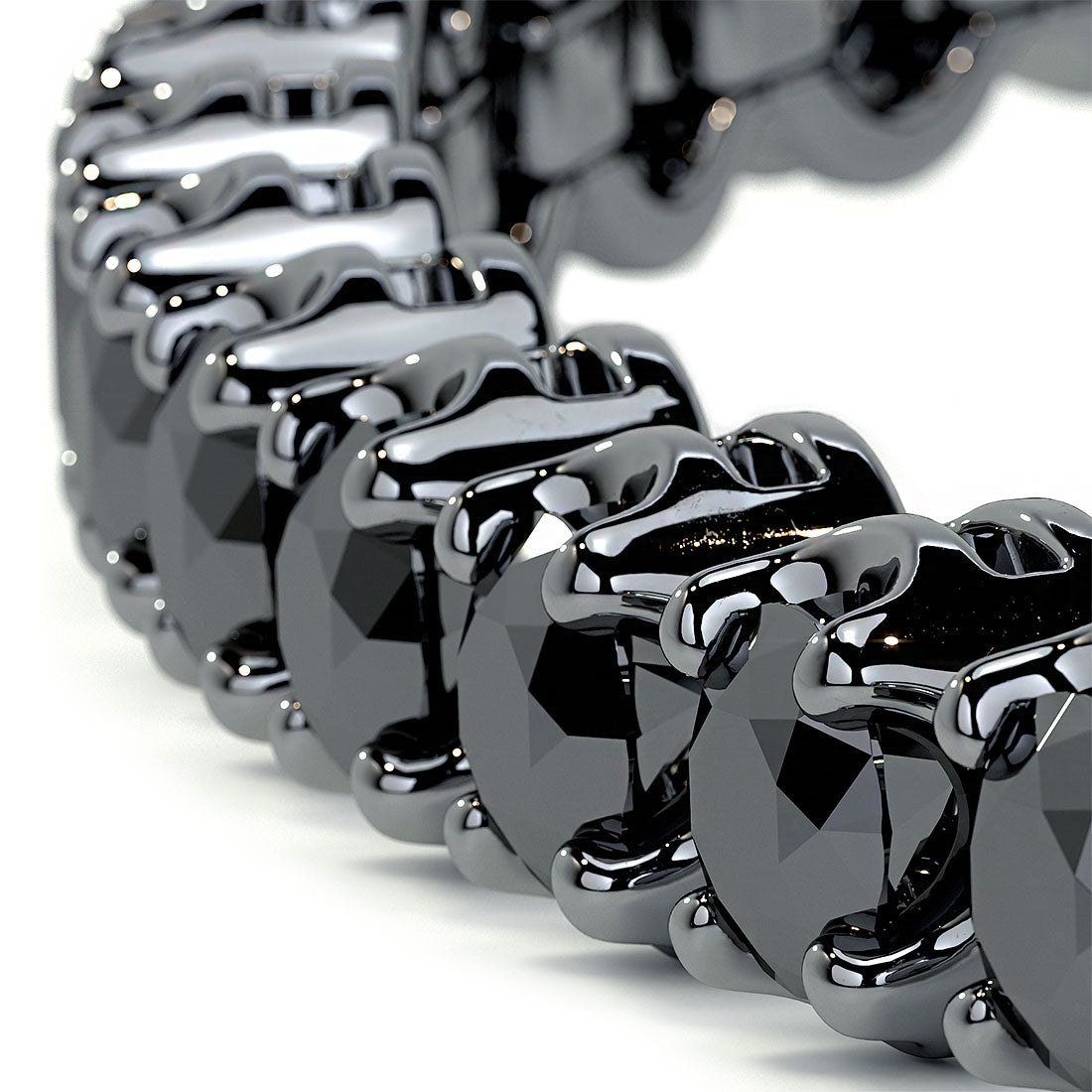 3.30ctw Round Brilliant Buttercup Black Diamond Tennis Bracelet set in 14k Black Gold