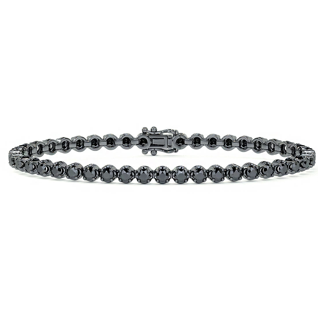 3.30ctw Round Brilliant Buttercup Black Diamond Tennis Bracelet set in 14k Black Gold