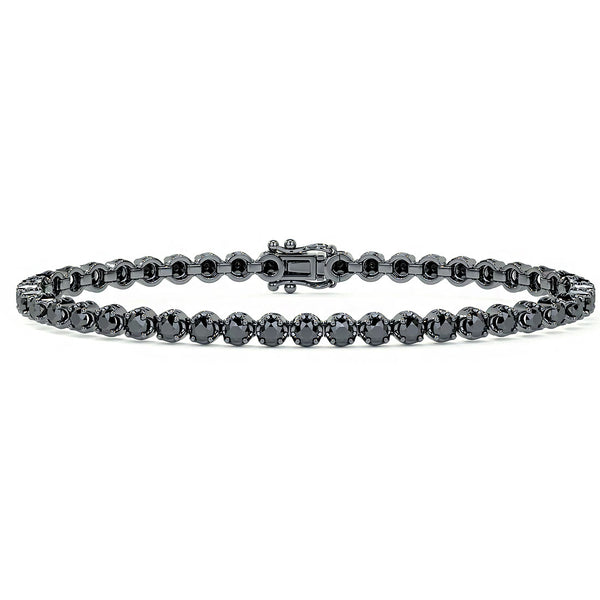 3.30ctw Round Brilliant Buttercup Black Diamond Tennis Bracelet set in 14k Black Gold