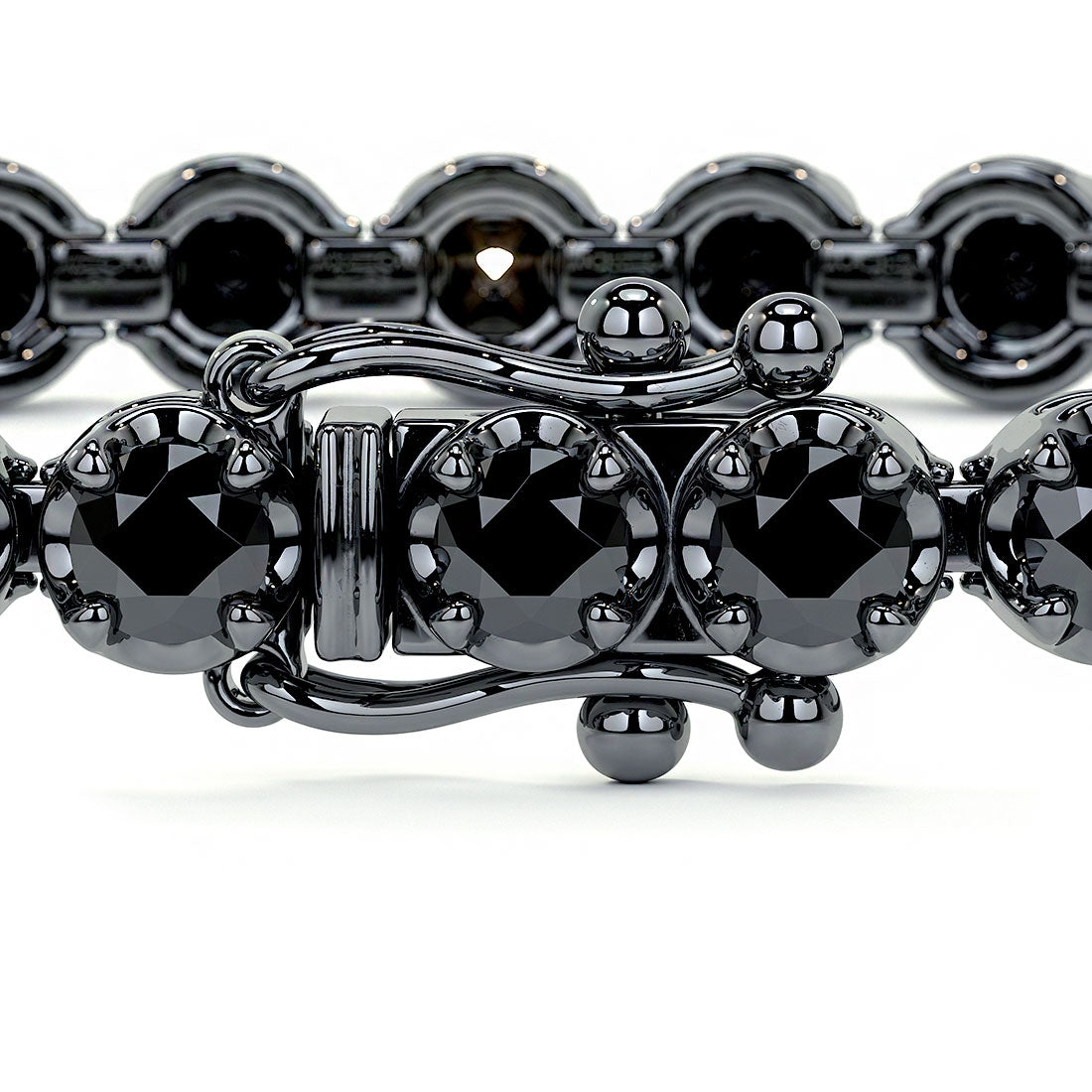 3.30ctw Round Brilliant Buttercup Black Diamond Tennis Bracelet set in 14k Black Gold