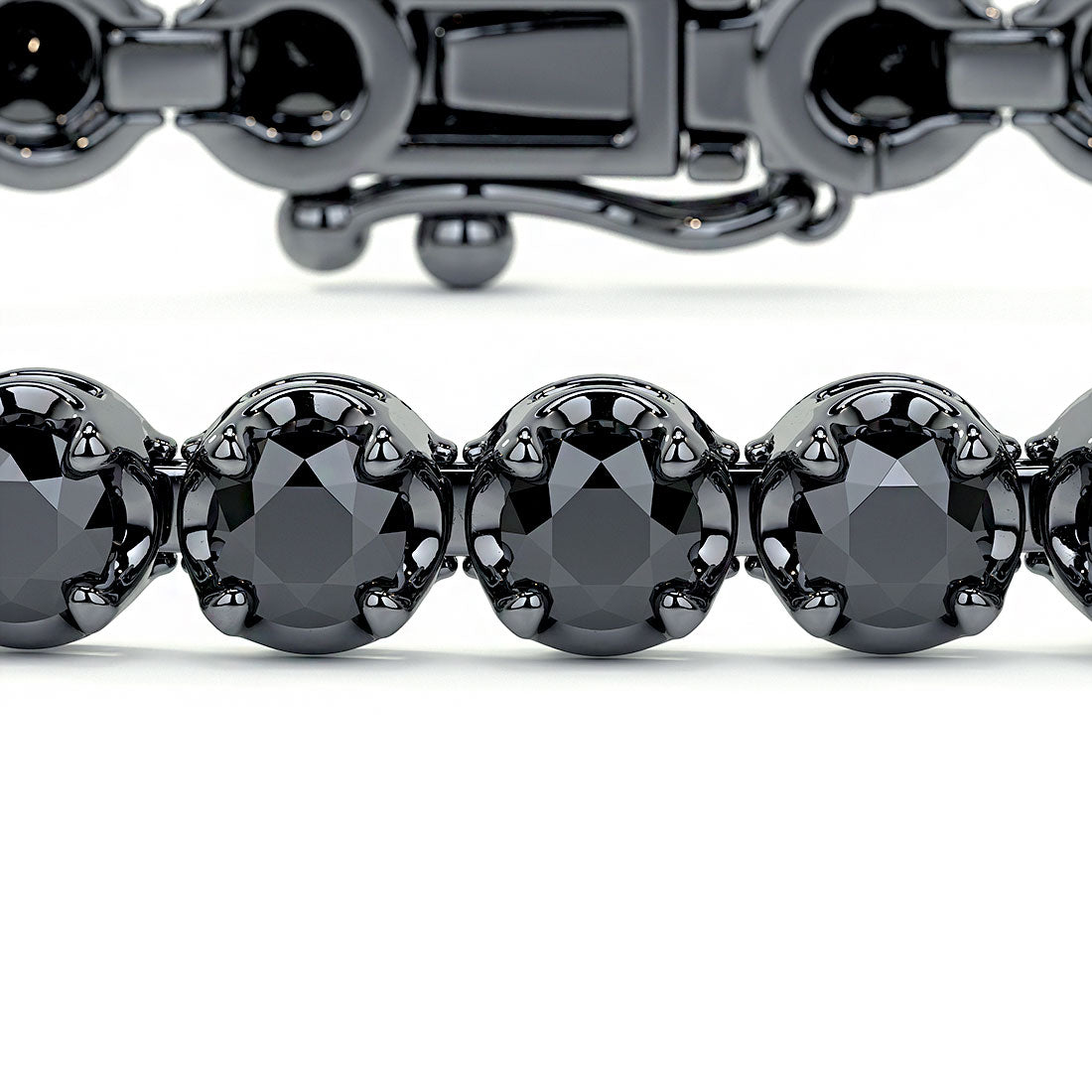 3.30ctw Round Brilliant Buttercup Black Diamond Tennis Bracelet set in 14k Black Gold