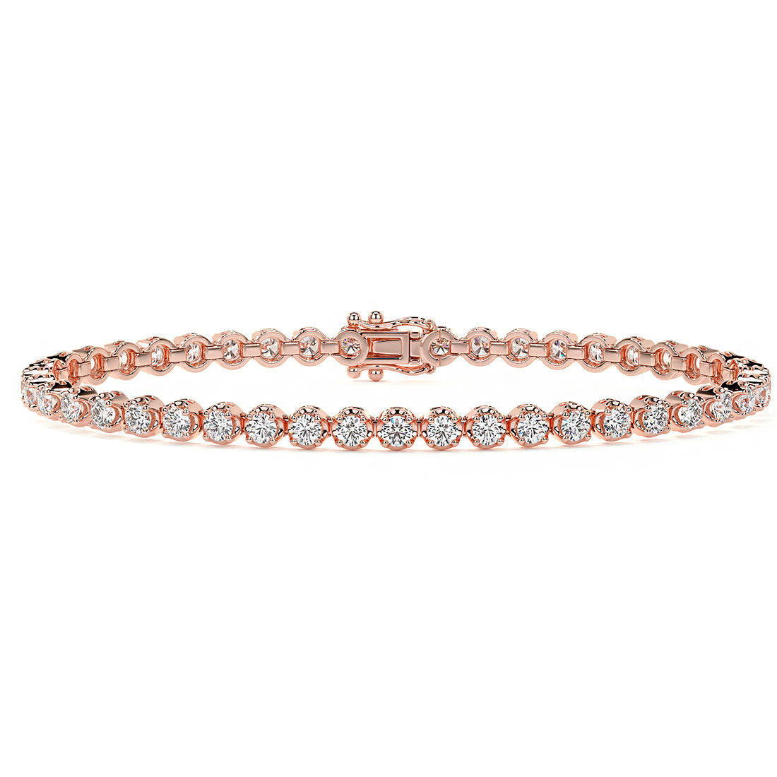 3.30ctw Round Brilliant Buttercup Diamond Tennis Bracelet set in 14k Rose Gold