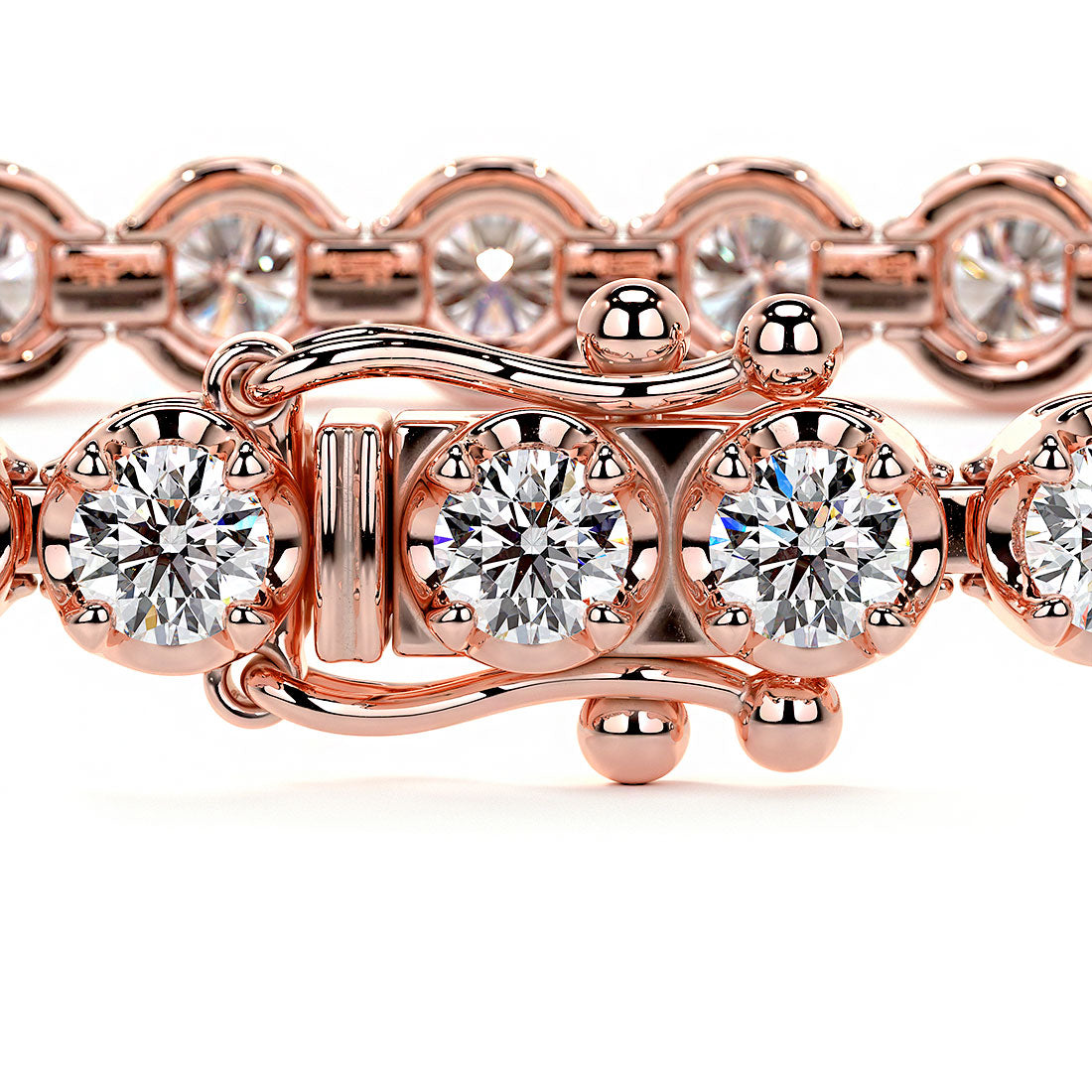 3.30ctw Round Brilliant Buttercup Diamond Tennis Bracelet set in 14k Rose Gold