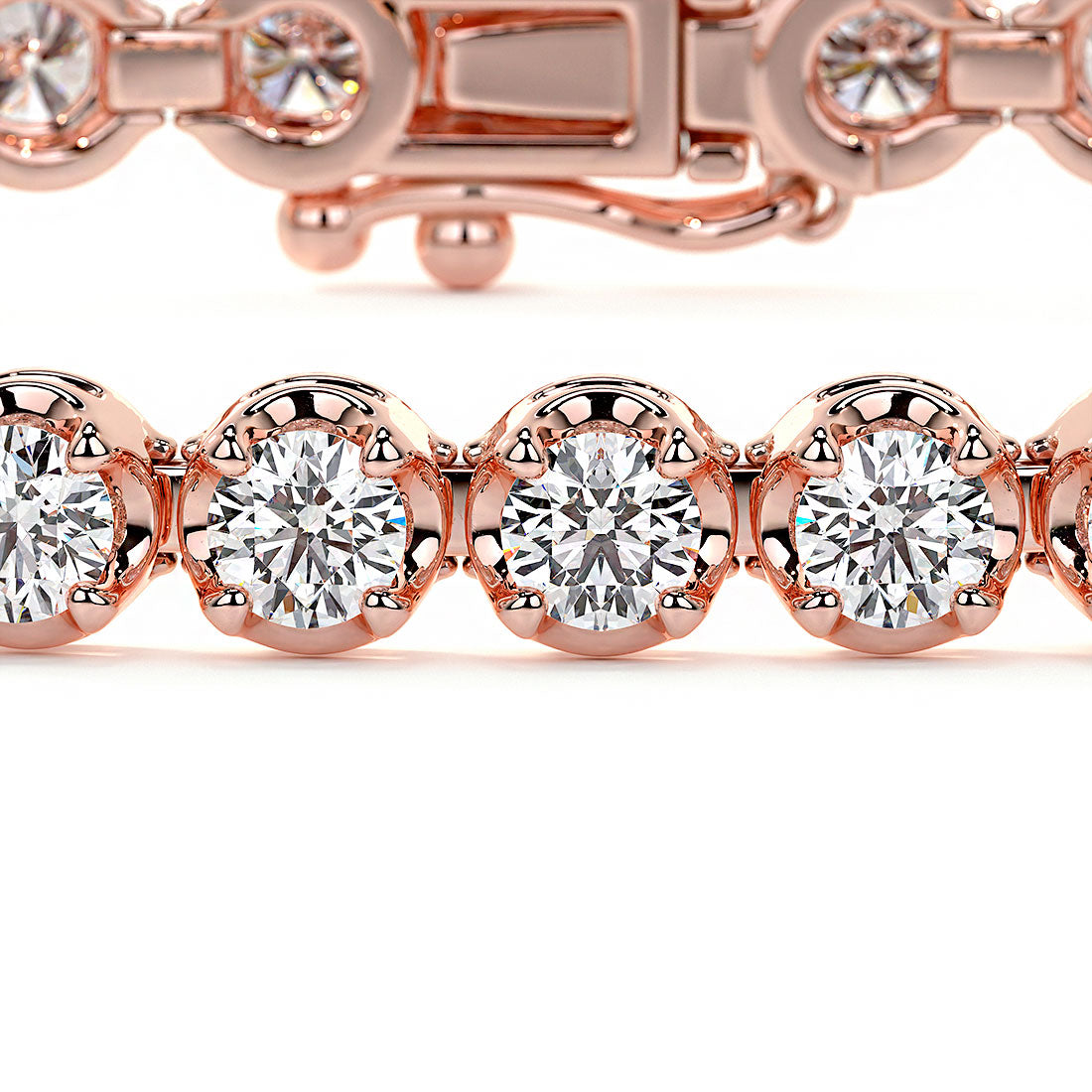 3.30ctw Round Brilliant Buttercup Diamond Tennis Bracelet set in 14k Rose Gold