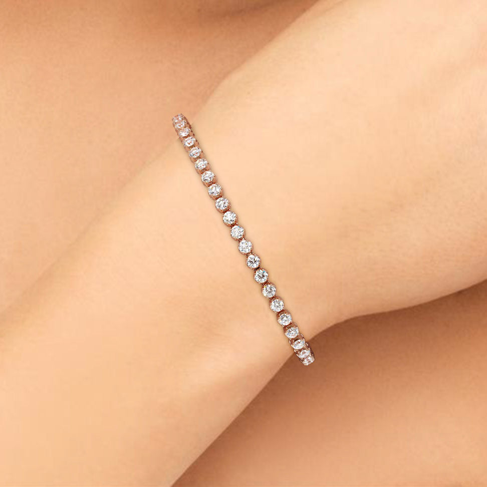 3.30ctw Round Brilliant Buttercup Diamond Tennis Bracelet set in 14k Rose Gold