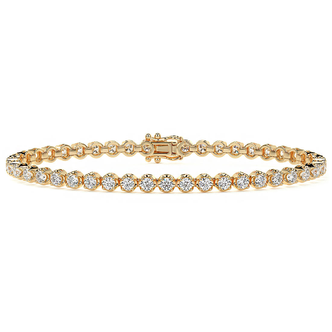 3.30ctw Round Brilliant Buttercup Diamond Tennis Bracelet set in 14k Yellow Gold