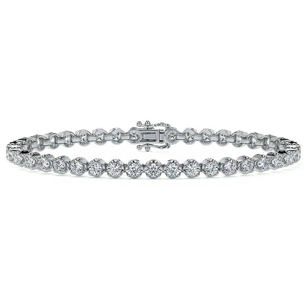 4.00ctw Round Brilliant Buttercup Diamond Tennis Bracelet set in 14k White Gold