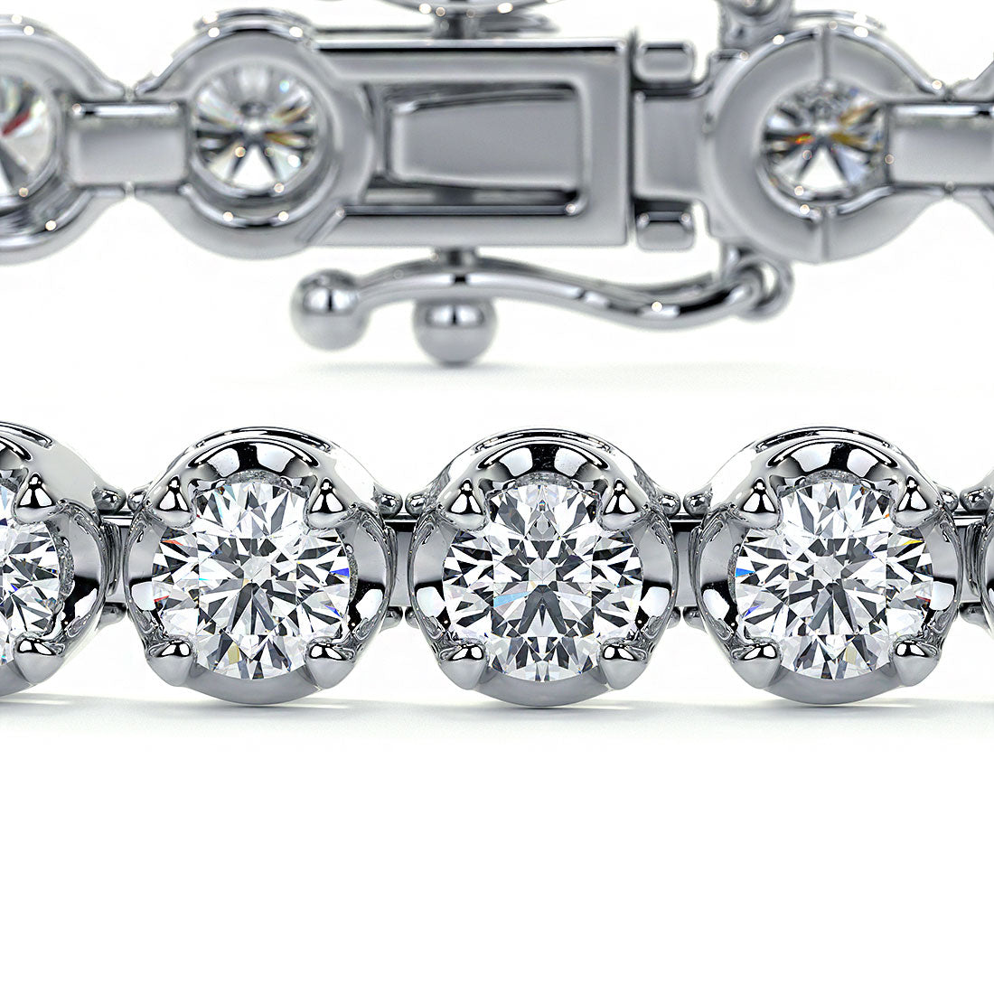 4.00ctw Round Brilliant Buttercup Diamond Tennis Bracelet set in 14k White Gold