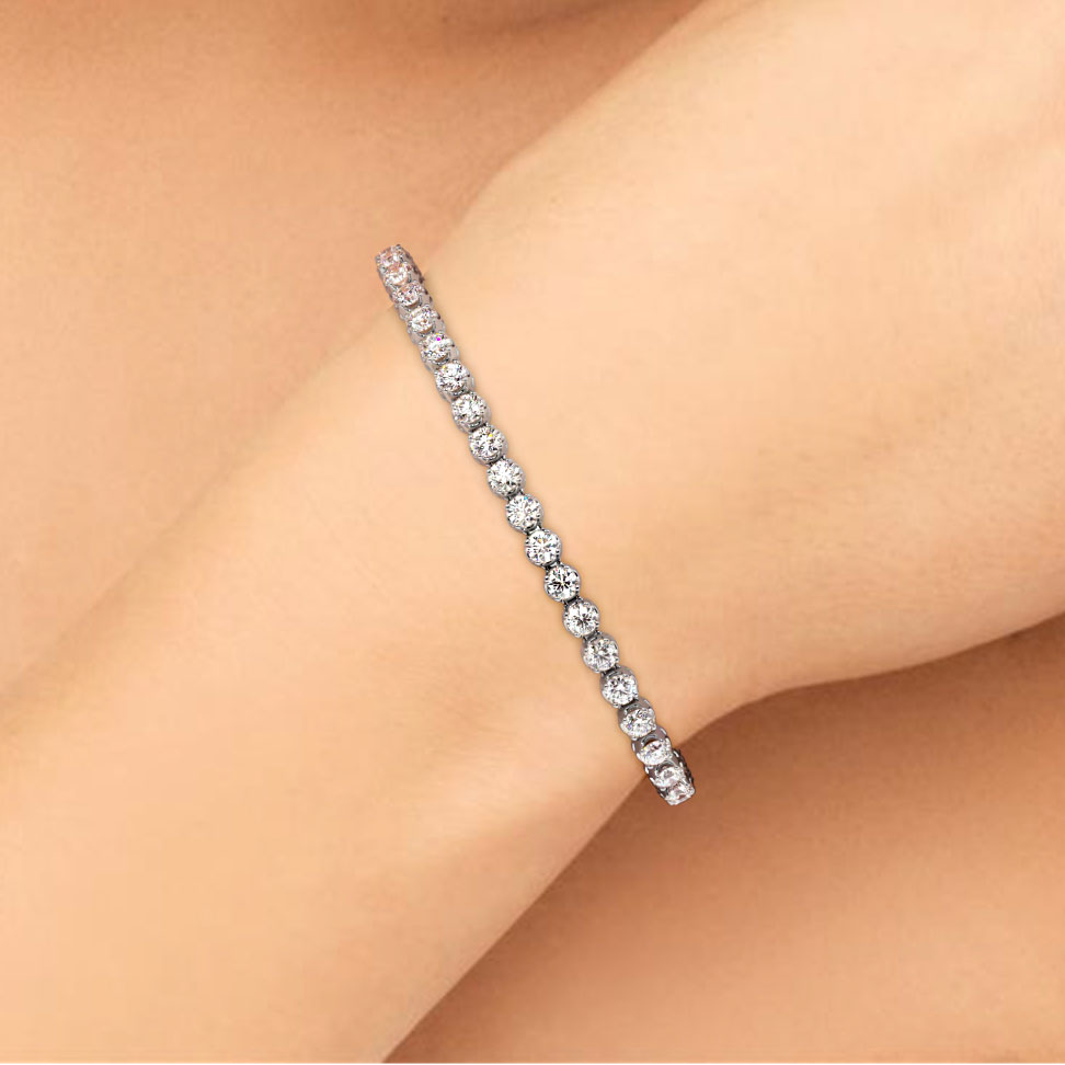 4.00ctw Round Brilliant Buttercup Diamond Tennis Bracelet set in 14k White Gold