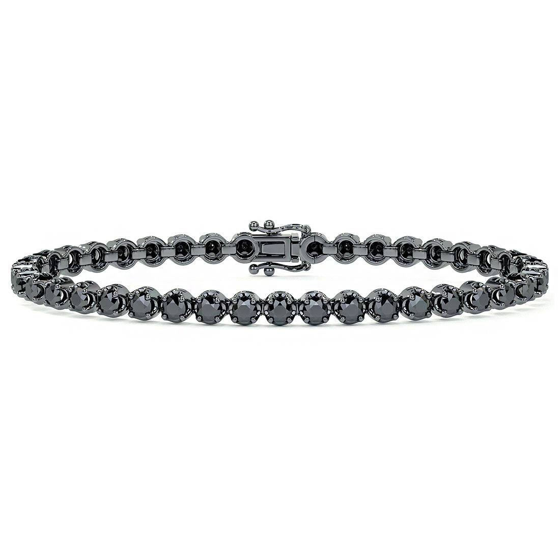 4.00ctw Round Brilliant Buttercup Black Diamond Tennis Bracelet set in 14k Black Gold