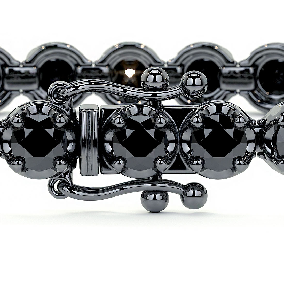 4.00ctw Round Brilliant Buttercup Black Diamond Tennis Bracelet set in 14k Black Gold