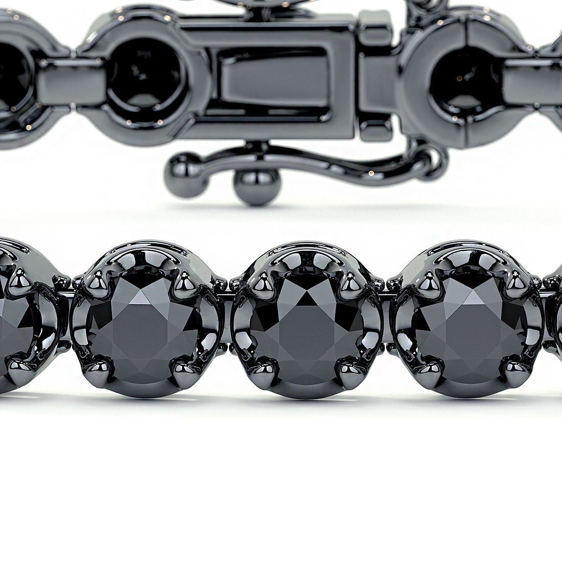 4.00ctw Round Brilliant Buttercup Black Diamond Tennis Bracelet set in 14k Black Gold