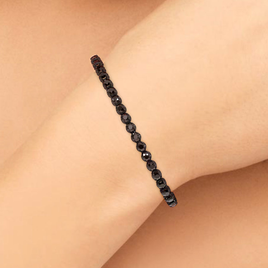 4.00ctw Round Brilliant Buttercup Black Diamond Tennis Bracelet set in 14k Black Gold