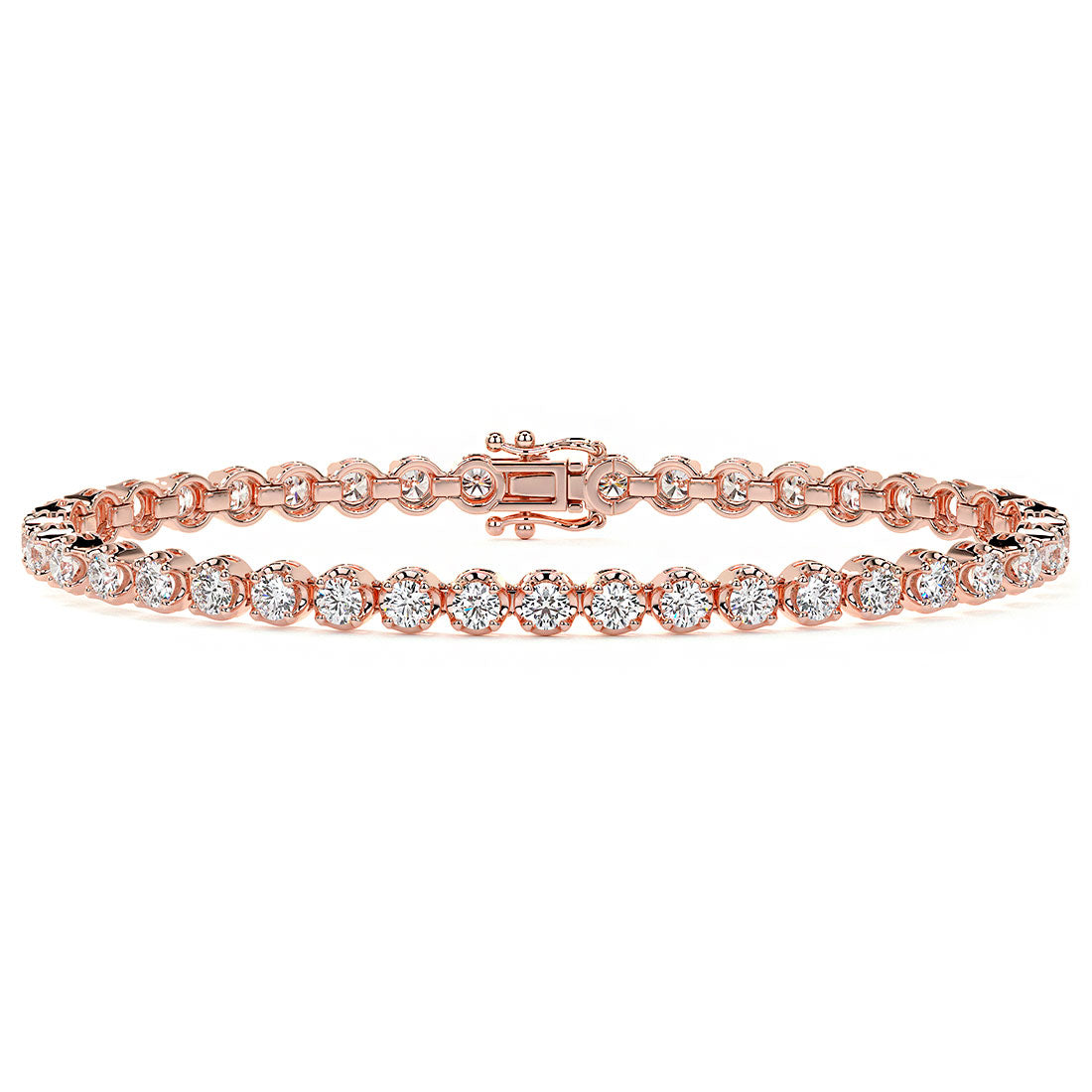 4.00ctw Round Brilliant Buttercup Diamond Tennis Bracelet set in 14k Rose Gold