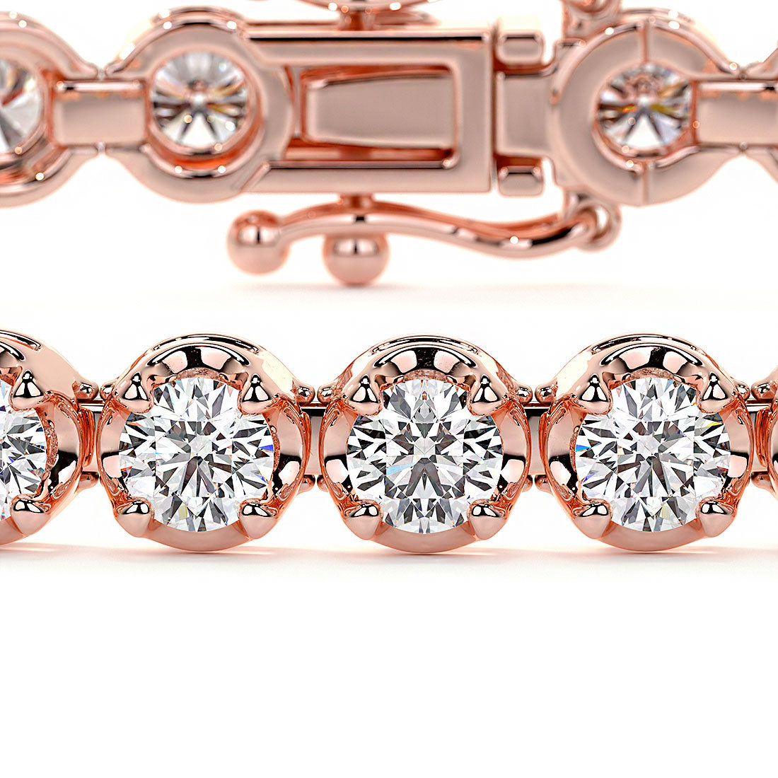 4.00ctw Round Brilliant Buttercup Diamond Tennis Bracelet set in 14k Rose Gold