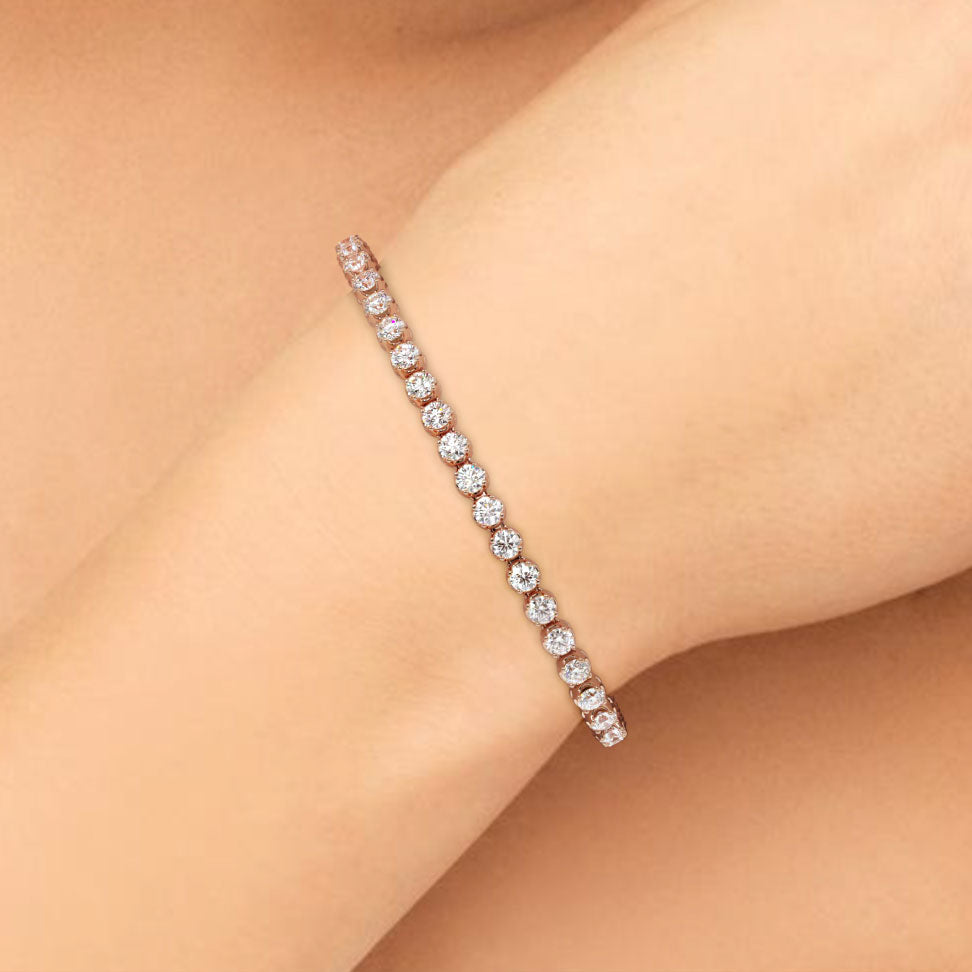 4.00ctw Round Brilliant Buttercup Diamond Tennis Bracelet set in 14k Rose Gold