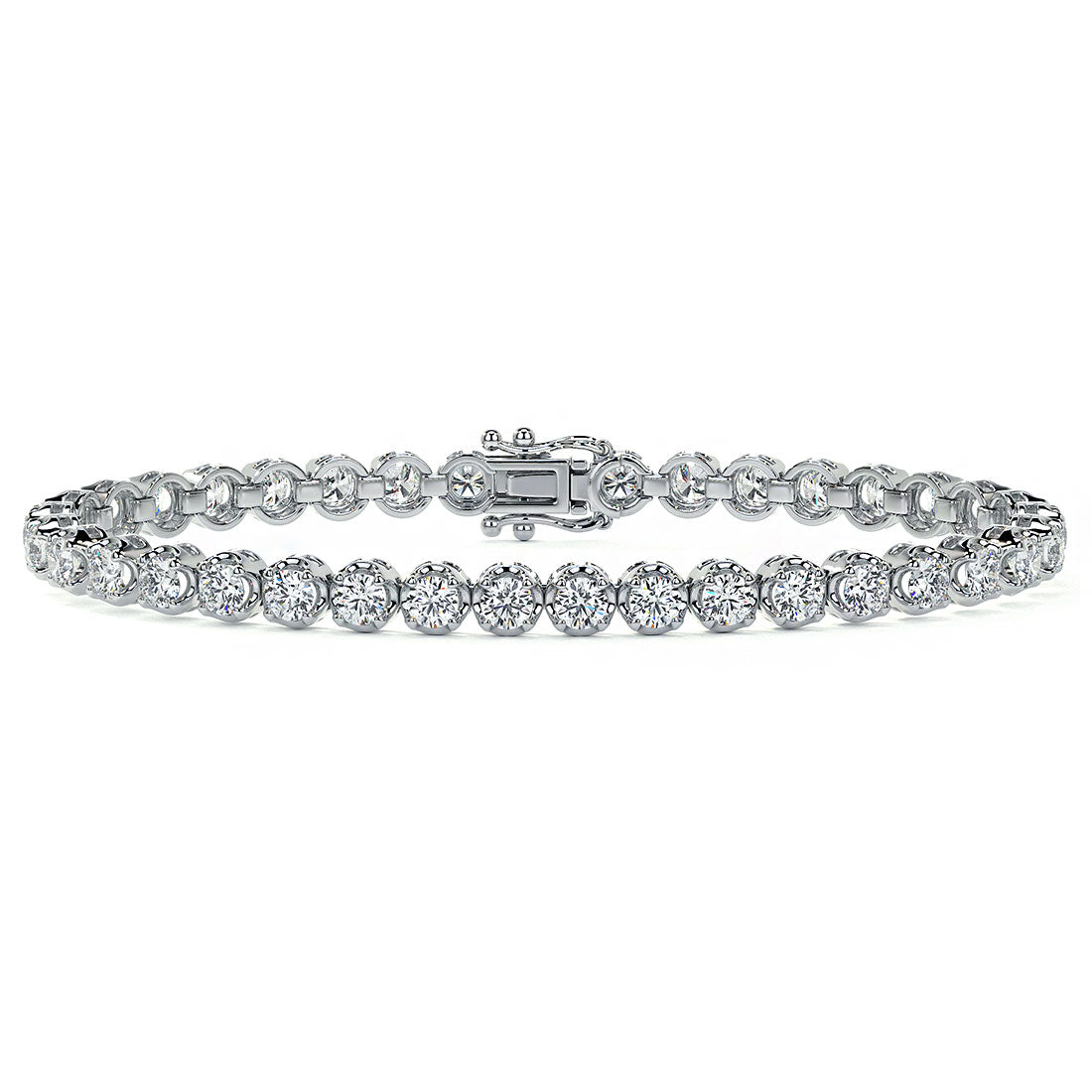 5.25ctw Round Brilliant Buttercup Diamond Tennis Bracelet set in 14k White Gold