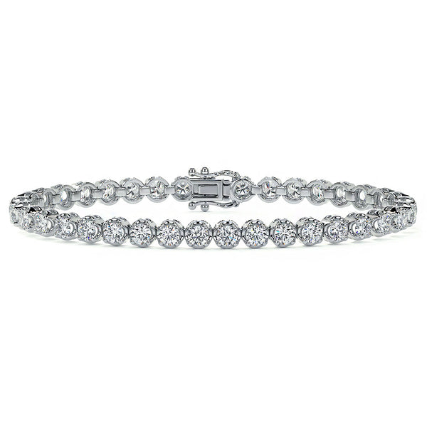 5.25ctw Round Brilliant Buttercup Diamond Tennis Bracelet set in 14k White Gold