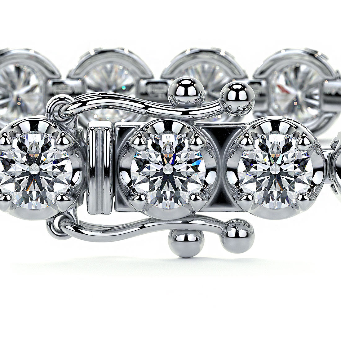 5.25ctw Round Brilliant Buttercup Diamond Tennis Bracelet set in 14k White Gold