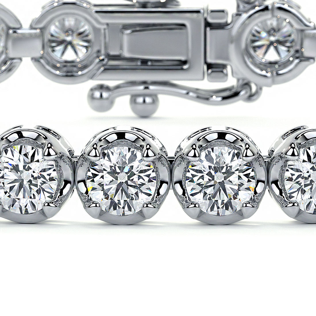 5.25ctw Round Brilliant Buttercup Diamond Tennis Bracelet set in 14k White Gold