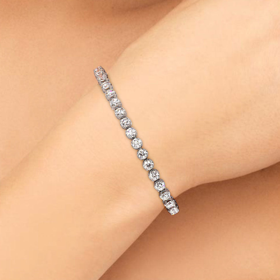 5.25ctw Round Brilliant Buttercup Diamond Tennis Bracelet set in 14k White Gold
