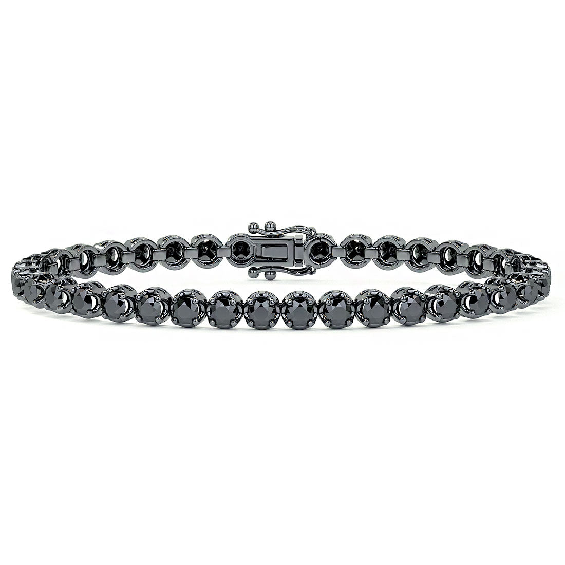 5.25ctw Round Brilliant Buttercup Black Diamond Tennis Bracelet set in 14k Black Gold