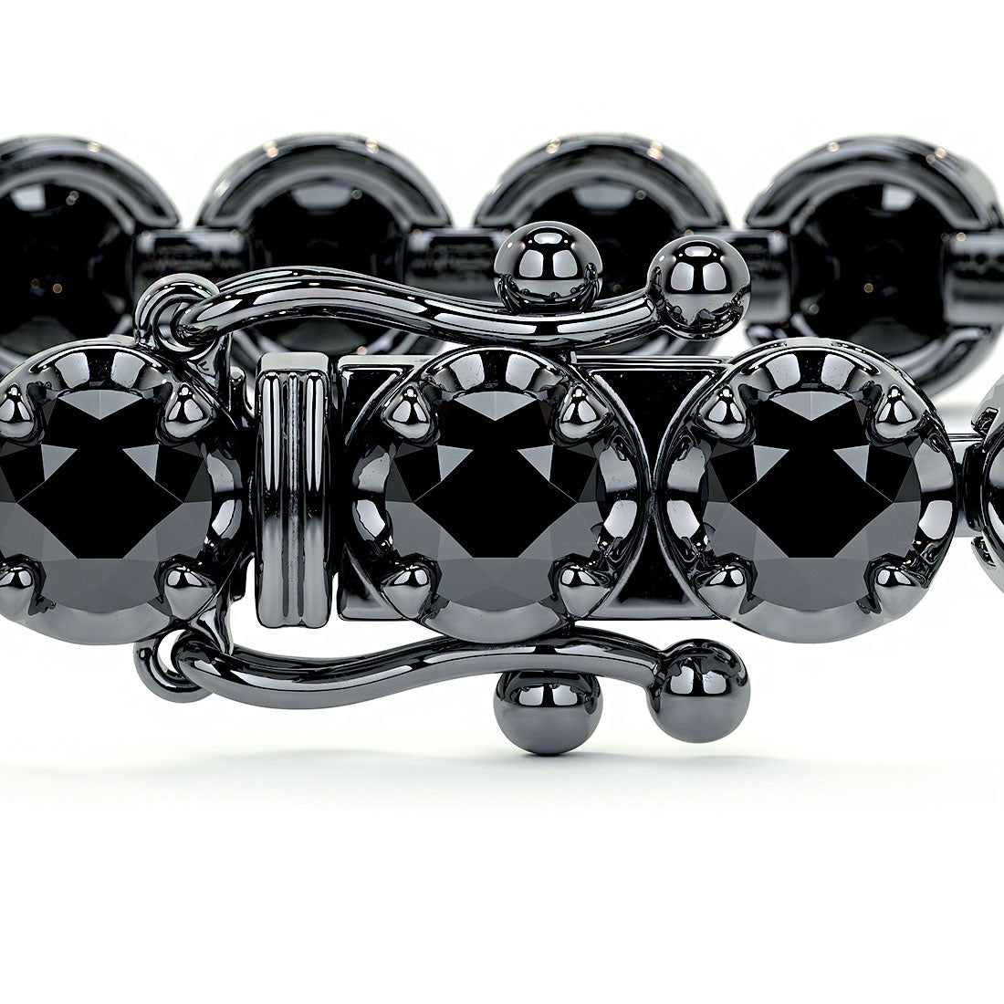 5.25ctw Round Brilliant Buttercup Black Diamond Tennis Bracelet set in 14k Black Gold