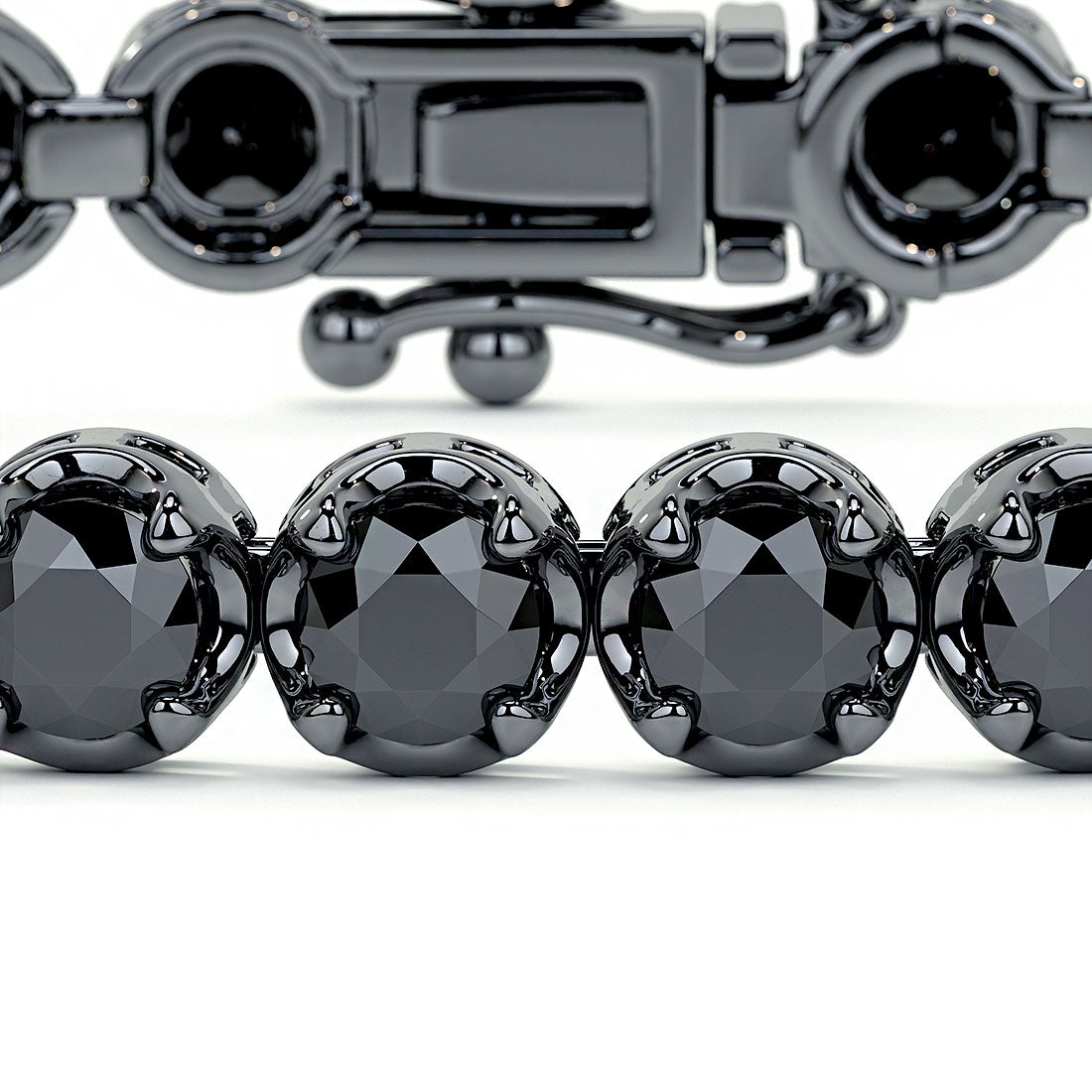 5.25ctw Round Brilliant Buttercup Black Diamond Tennis Bracelet set in 14k Black Gold