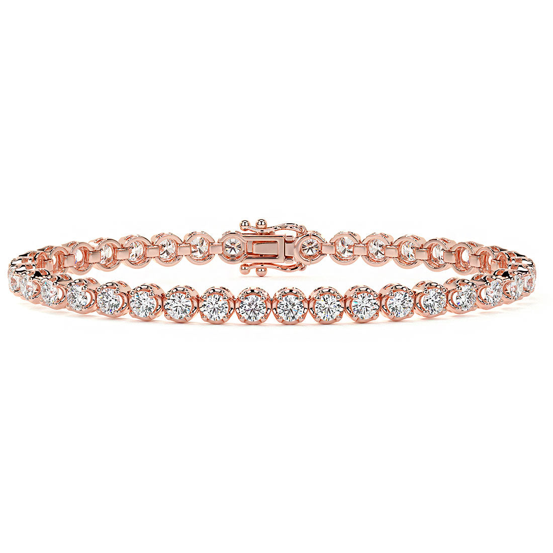 5.25ctw Round Brilliant Buttercup Diamond Tennis Bracelet set in 14k Rose Gold