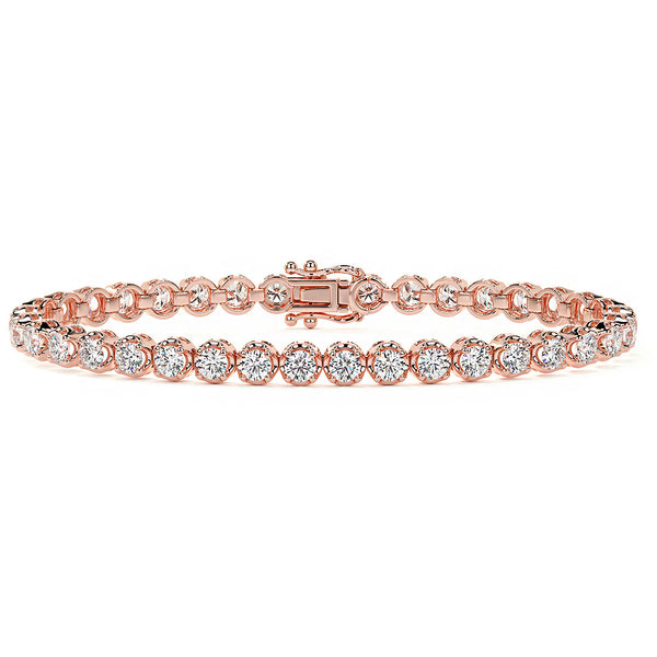 5.25ctw Round Brilliant Buttercup Diamond Tennis Bracelet set in 14k Rose Gold