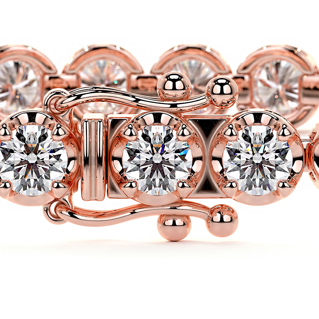 5.25ctw Round Brilliant Buttercup Diamond Tennis Bracelet set in 14k Rose Gold