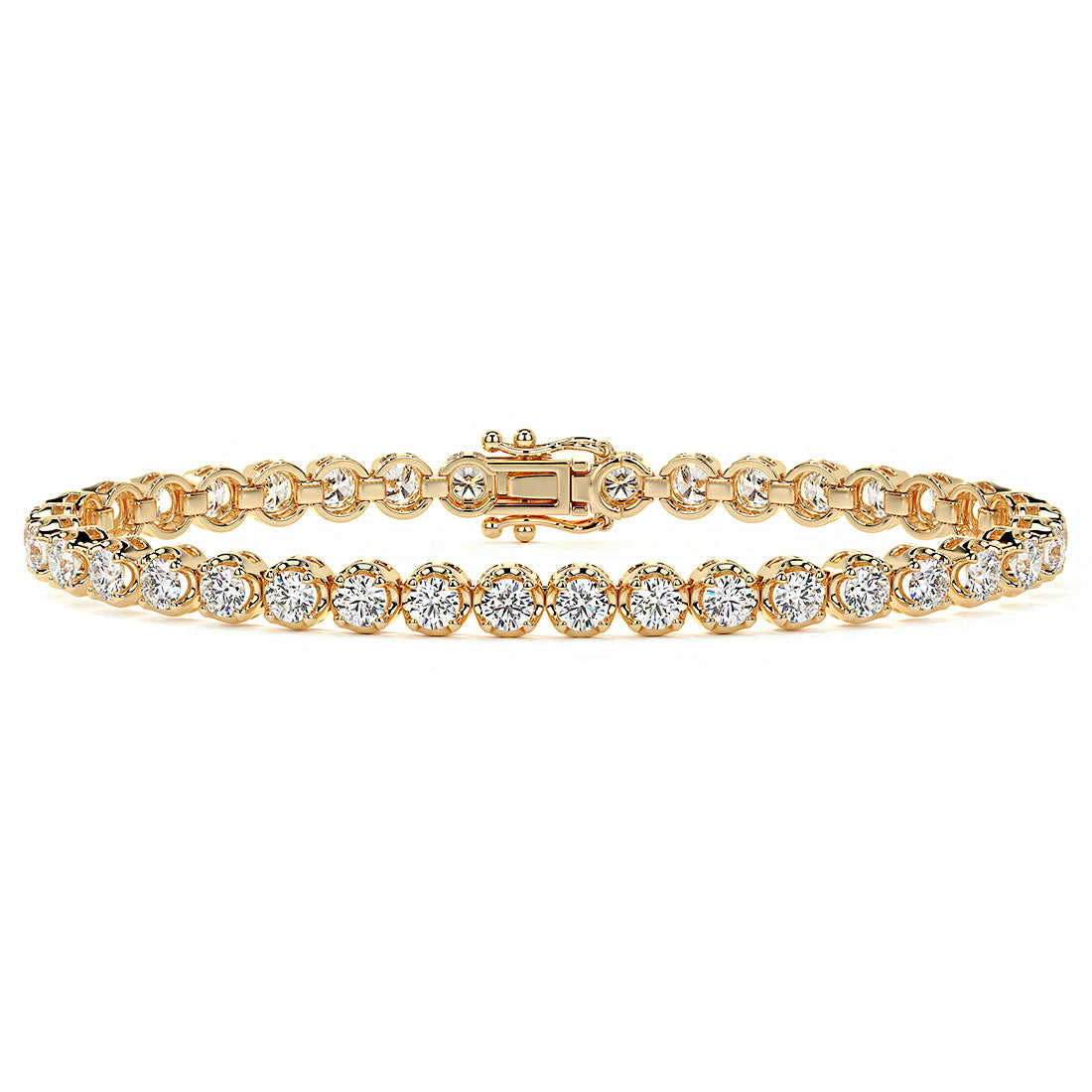 5.25ctw Round Brilliant Buttercup Diamond Tennis Bracelet set in 14k Yellow Gold