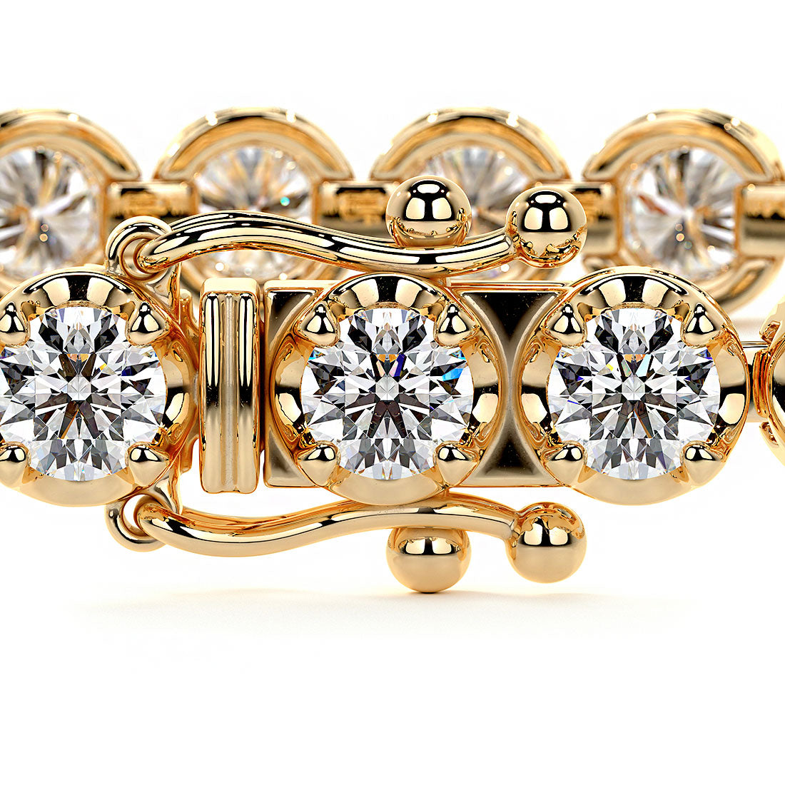 5.25ctw Round Brilliant Buttercup Diamond Tennis Bracelet set in 14k Yellow Gold