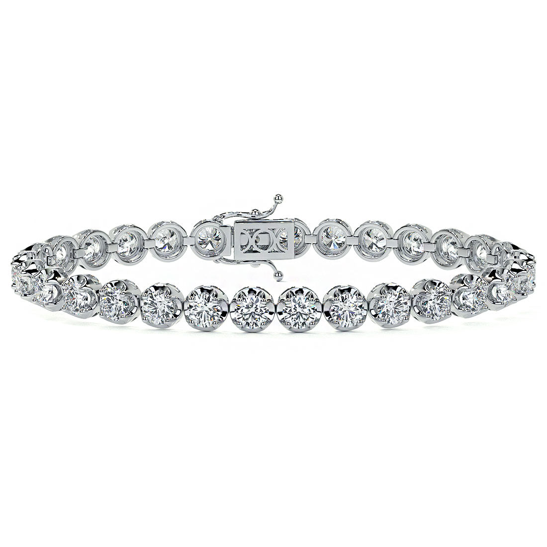 6.75ctw Round Brilliant Buttercup Diamond Tennis Bracelet set in 14k White Gold