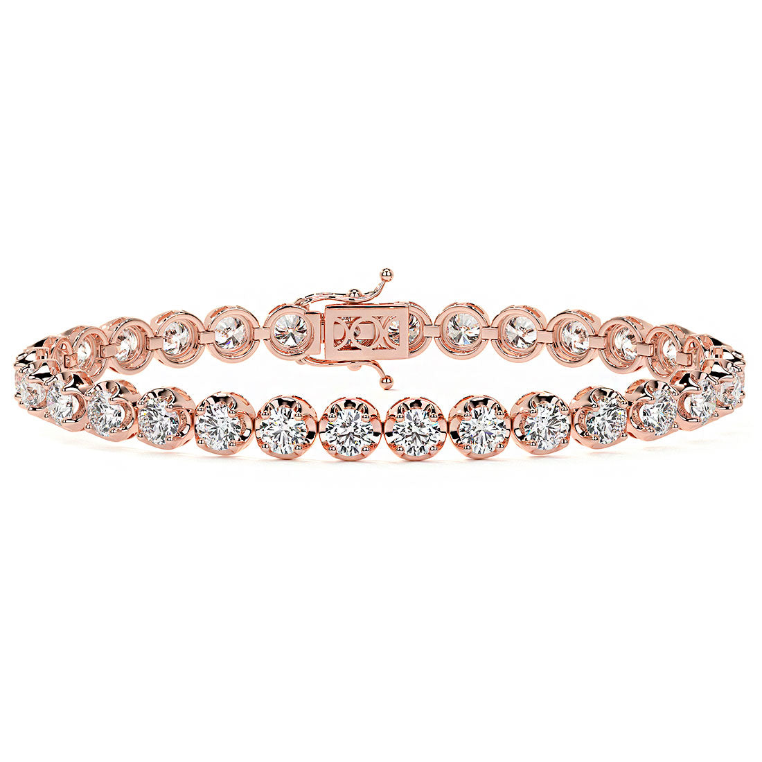 6.75ctw Round Brilliant Buttercup Diamond Tennis Bracelet set in 14k Rose Gold