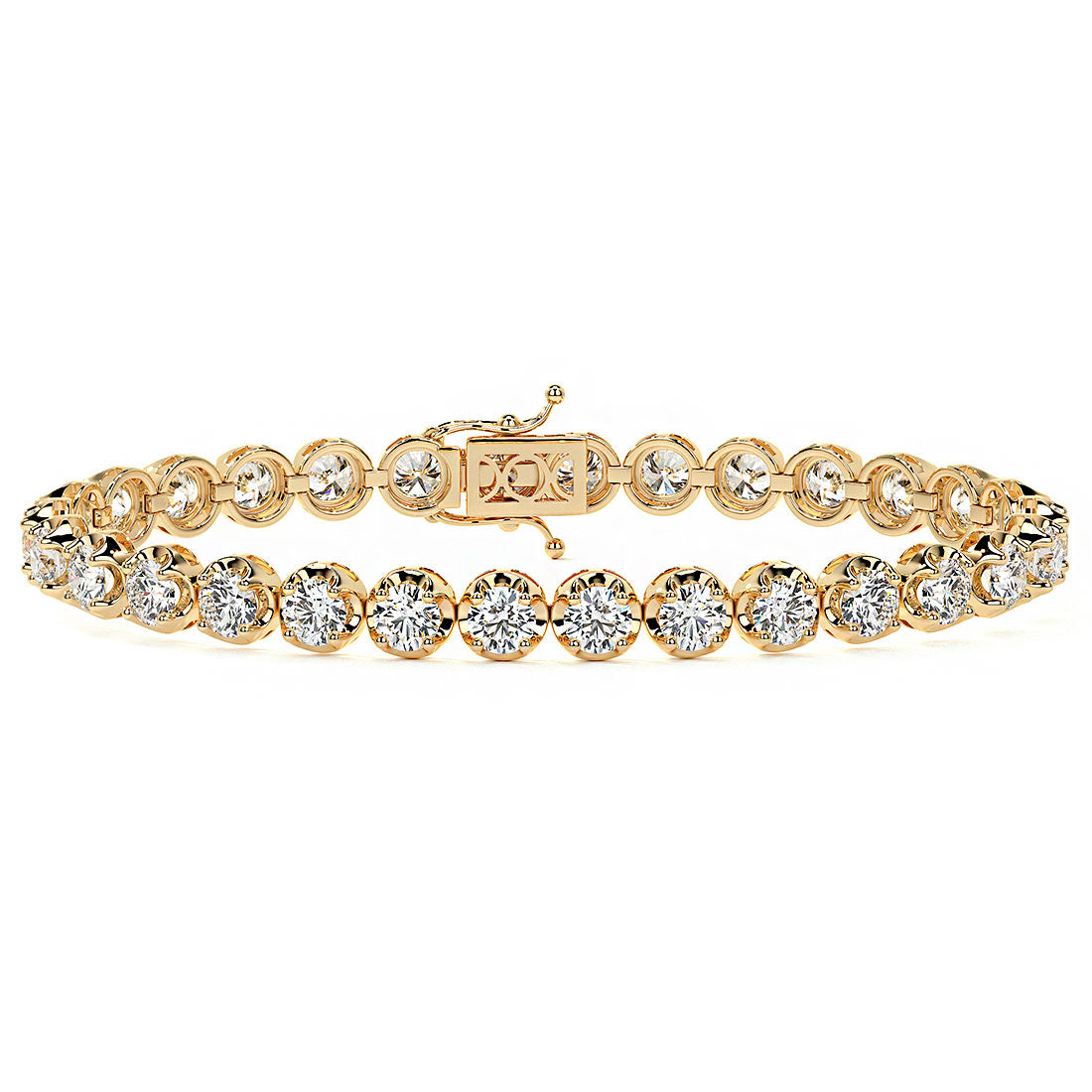 6.75ctw Round Brilliant Buttercup Diamond Tennis Bracelet set in 14k Yellow Gold