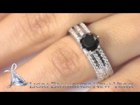 BDR-156 - 2.13 Carat Certified Natural Black Diamond Engagement Ring 14k White Gold