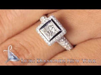 ER-1144 - 2.07 Carat E-VS2 Princess Cut Diamond Engagement Ring 18k White Gold Pave Halo