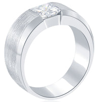 1.00 Carat F-VS2 Princess Cut Diamond Wedding Band Ring 14k White Gold