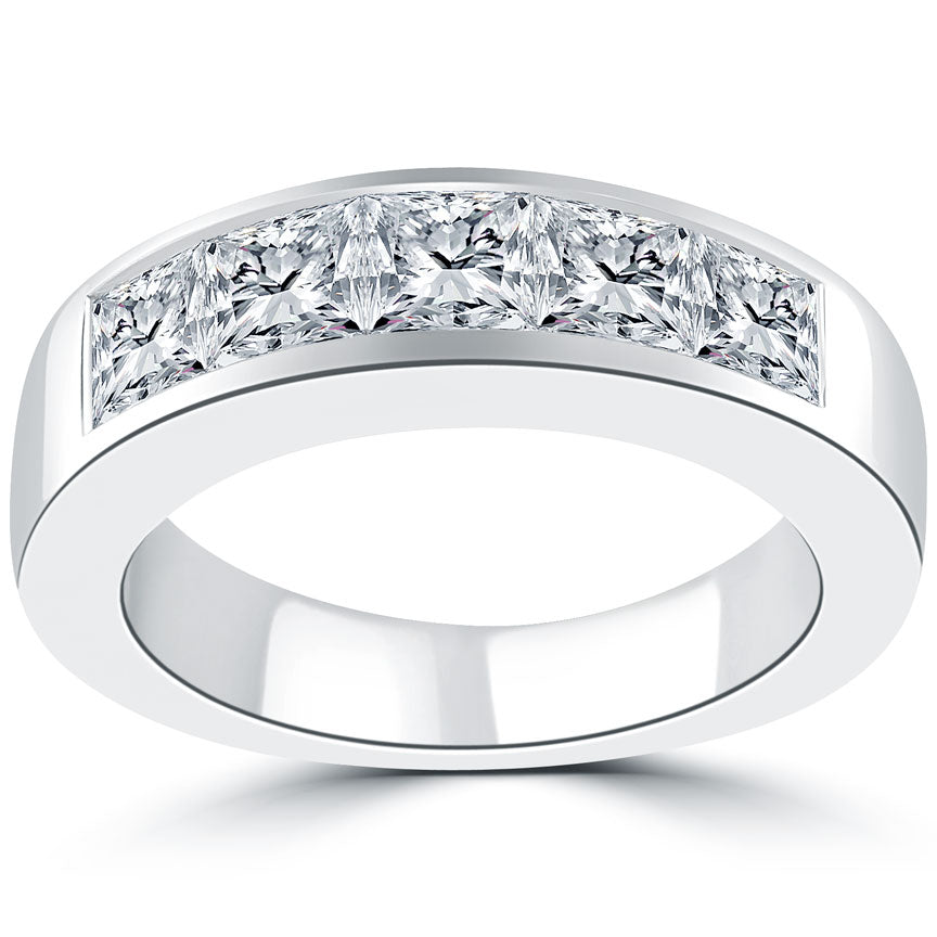 Engagement Ring 18K White Gold Diamond 2.50 Carat Real Lab Created Princess  Cut