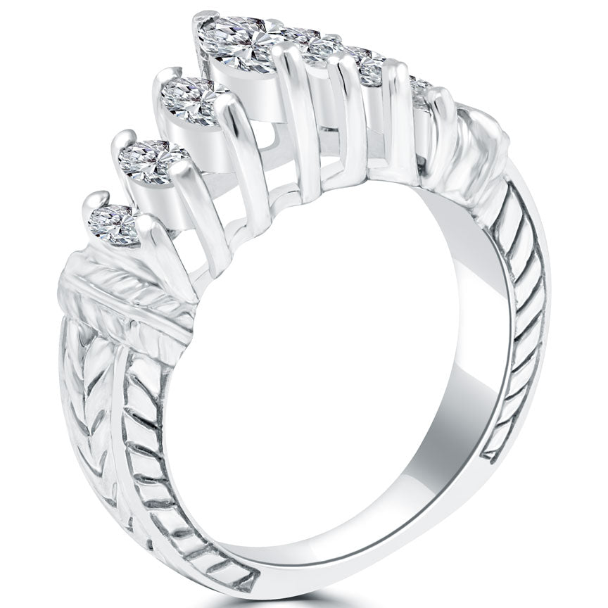 1.25ctw Marquise Cut Diamond Wedding Band Anniversary Band 14k White Gold