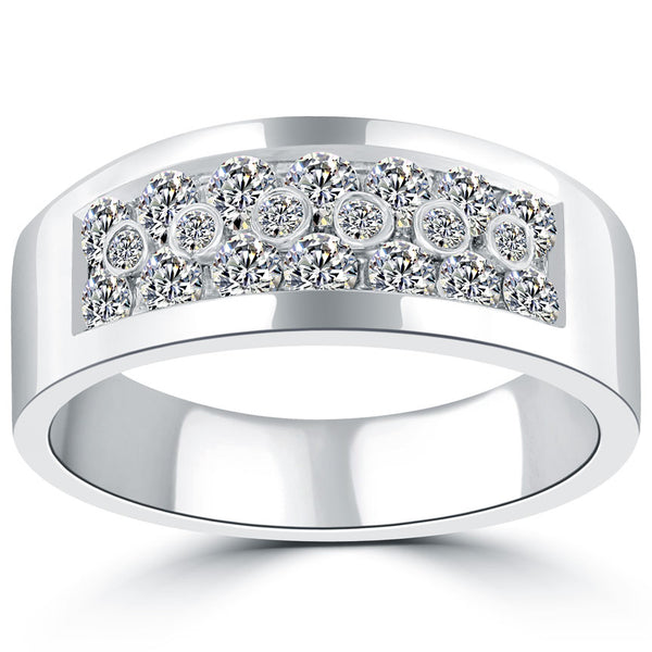 0.85 Carat Natural Diamond Wedding Band Ring Anniversary Ring 18k White Gold