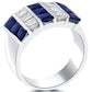 5.00 Carat Diamond & Blue Sapphire Princess Cut Diamond Wedding Band Ring 14k