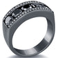 3.50 Carat Natural Black & White Diamond Mens Wedding Band Ring 14k Black Gold